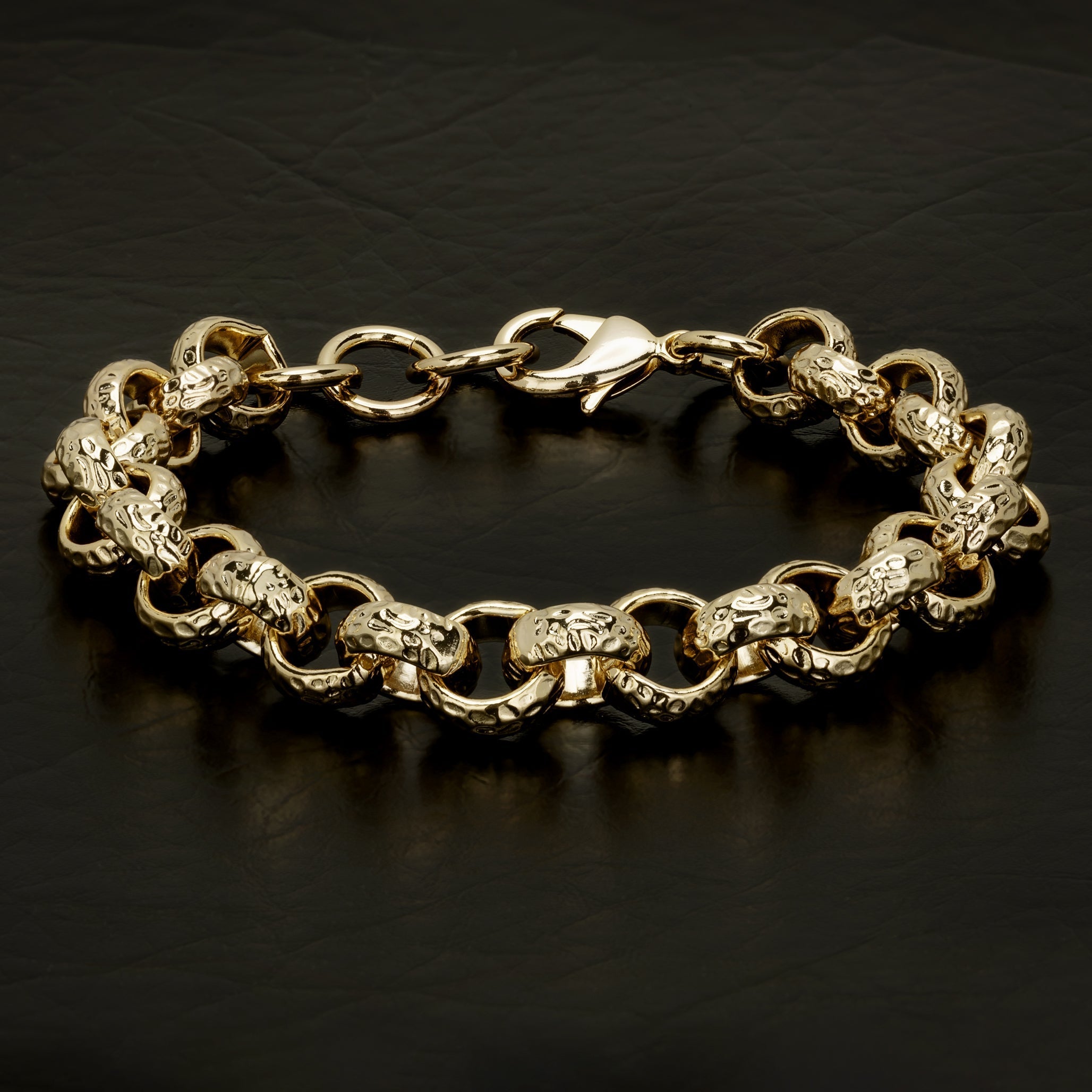 6-inch gold Belcher bracelet, 12mm wide, 38 grams, for smaller wrists, gold finish.