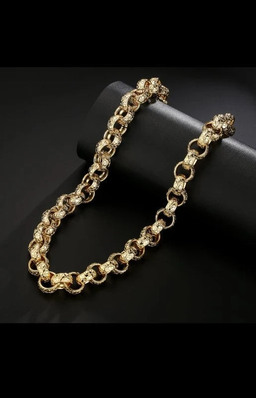Gold XXL Ornate Belcher Chain &amp; Bracelet Set 20mm