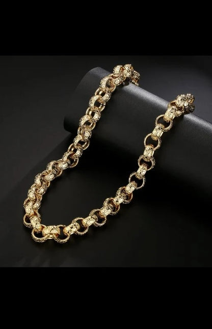 Gold XXL Ornate Belcher Chain &amp; Bracelet Set 20mm