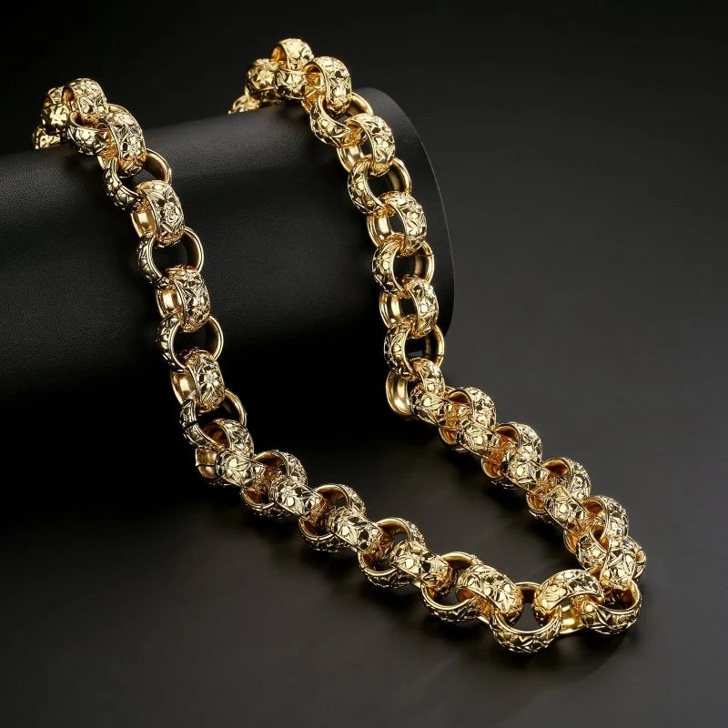 Gold XXL Ornate Belcher Chain &amp; Bracelet Set 20mm