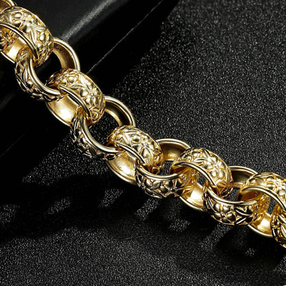 20mm gold XXL ornate belcher bracelet