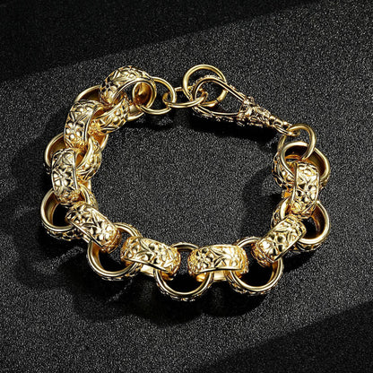Gold XXL Ornate Belcher Chain &amp; Bracelet Set 20mm