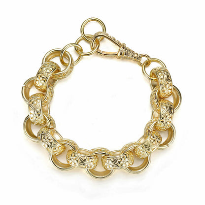 Gold-filled big Belcher bracelet, 20mm width, 7.5/8 inches long, 100 grams.