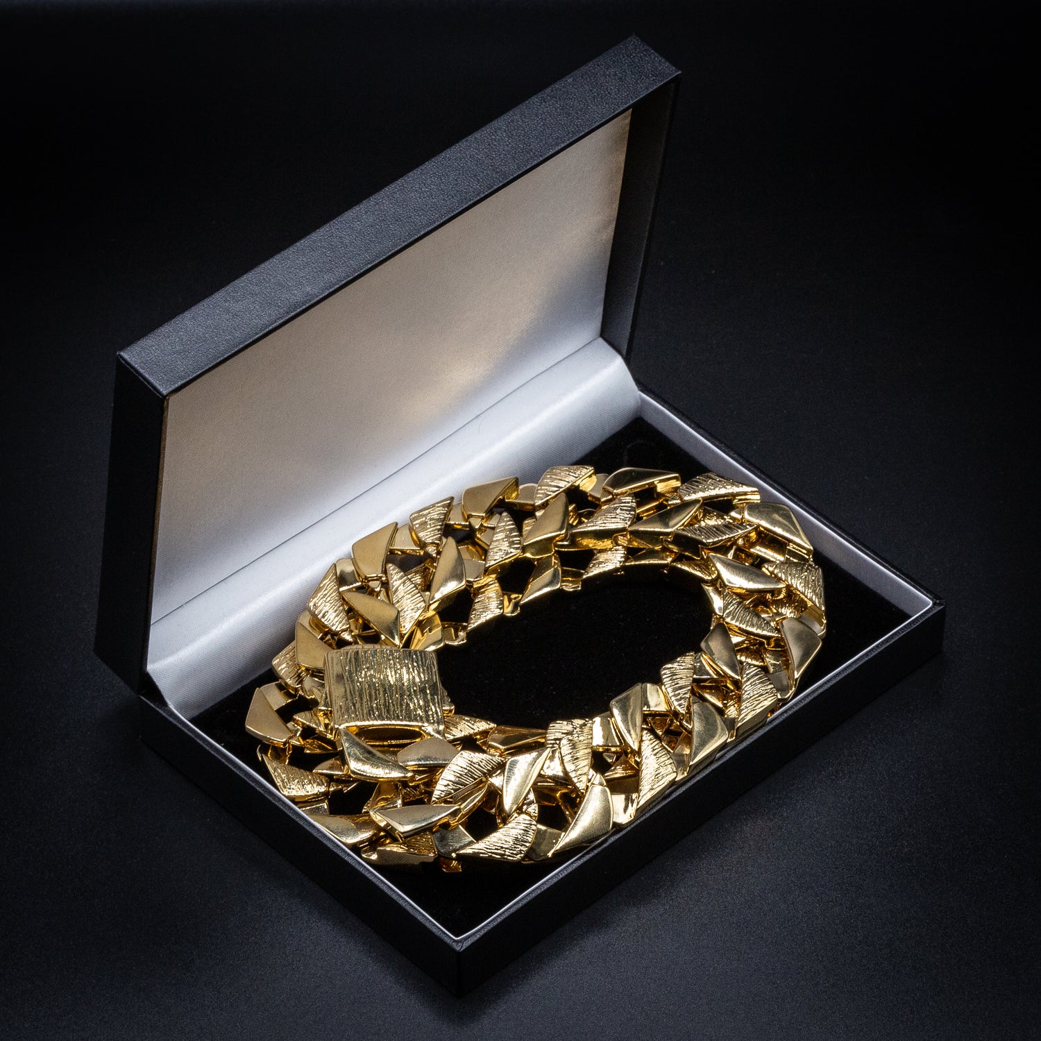 Luxury Heavy 27mm 9ct Gold Filled Bark Chaps Cuban Curb Chain