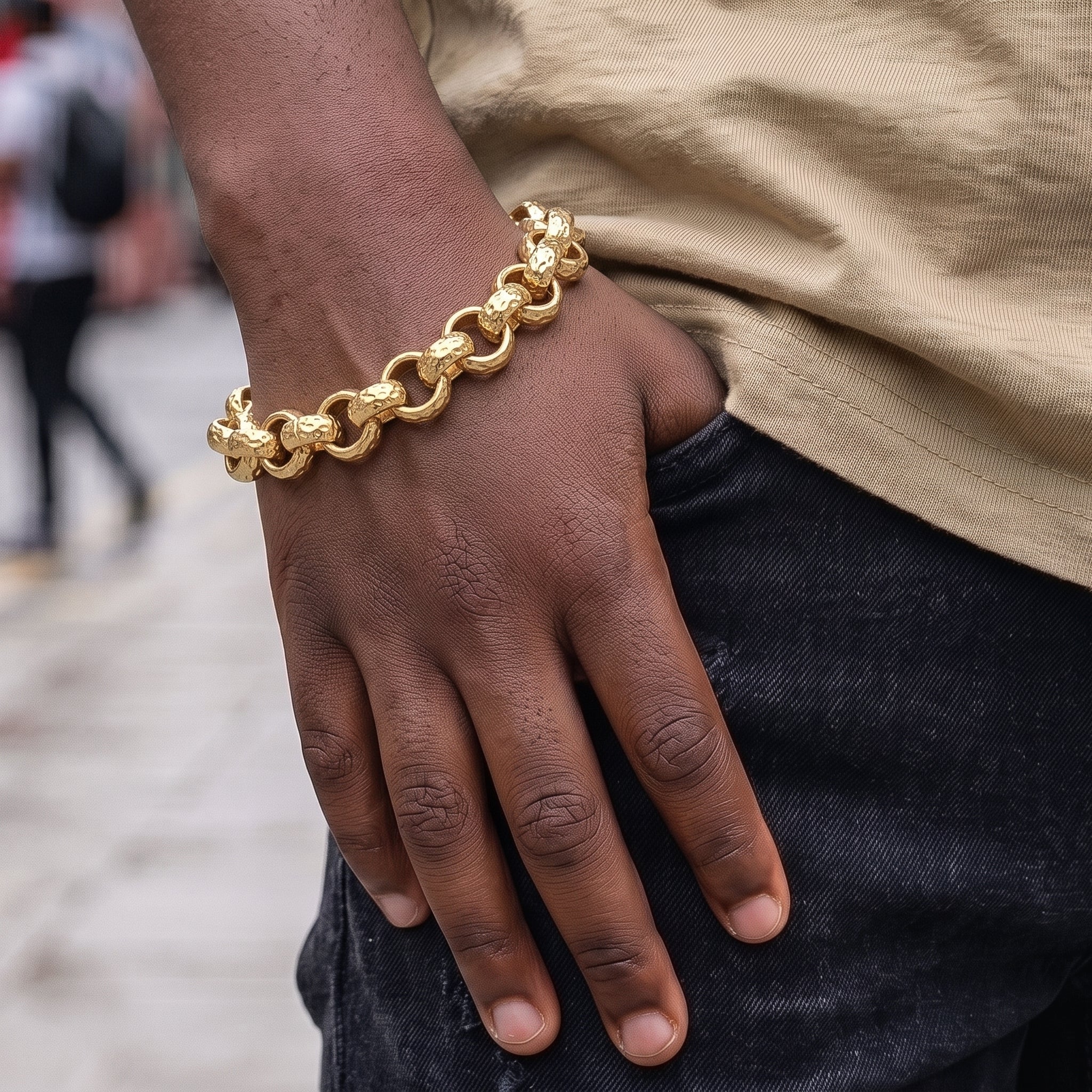 Gold Diamond-Cut Belcher Bracelet 12mm