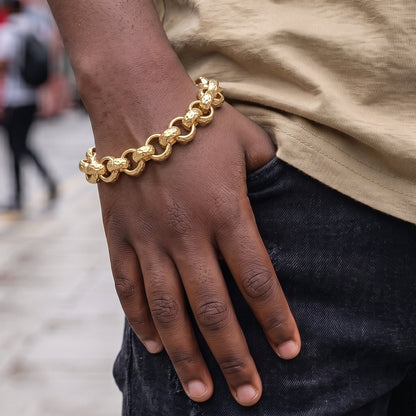 Gold Diamond-Cut Belcher Bracelet 12mm