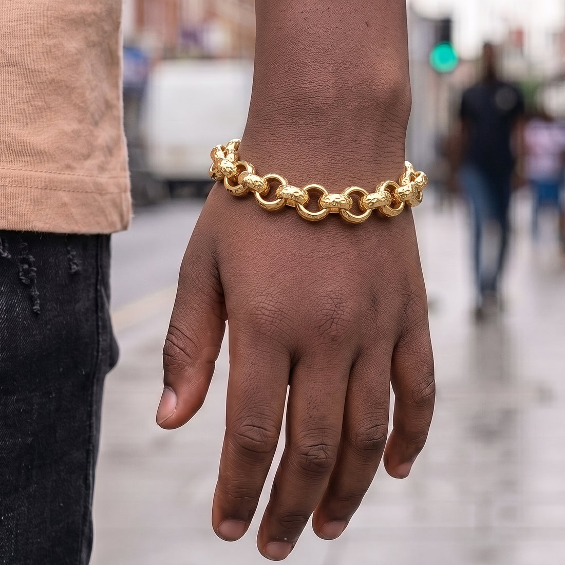 Gold Diamond-Cut Belcher Bracelet 12mm