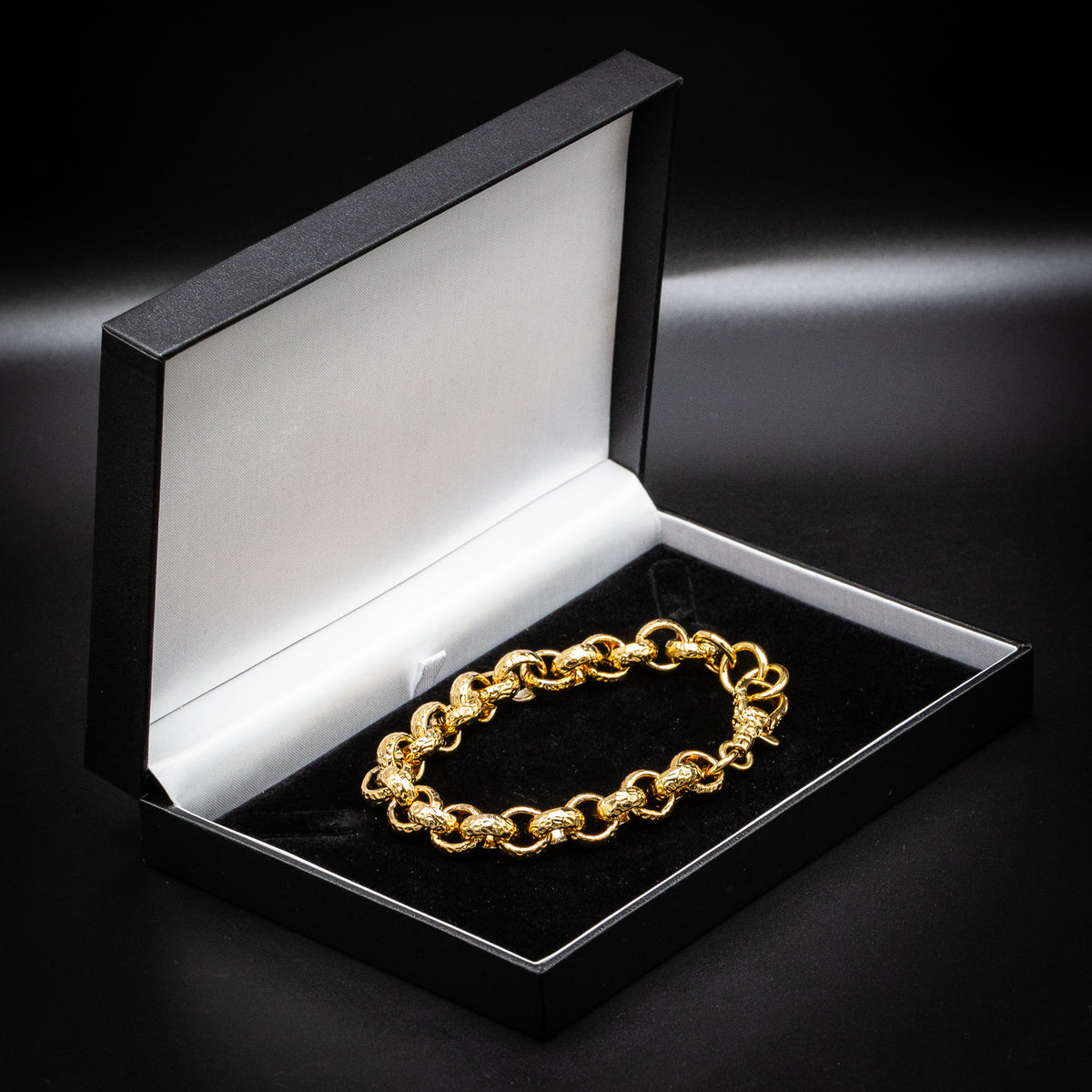 Gold Diamond-Cut Patterned Belcher Chain, Bracelet &amp; Set 12mm