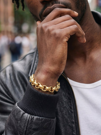 Gold Diamond-Cut Belcher Bracelet 12mm