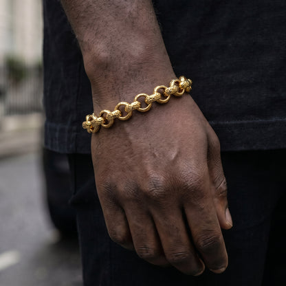 Gold Diamond-Cut Belcher Bracelet 12mm