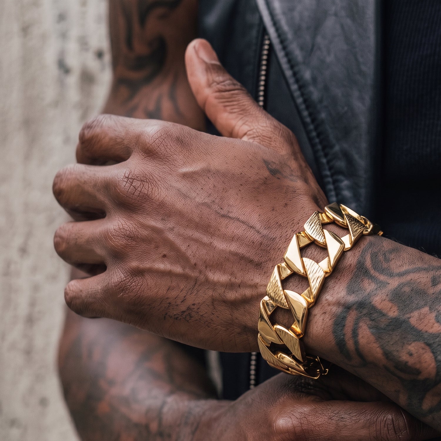 Gold Curb Bracelet 14mm