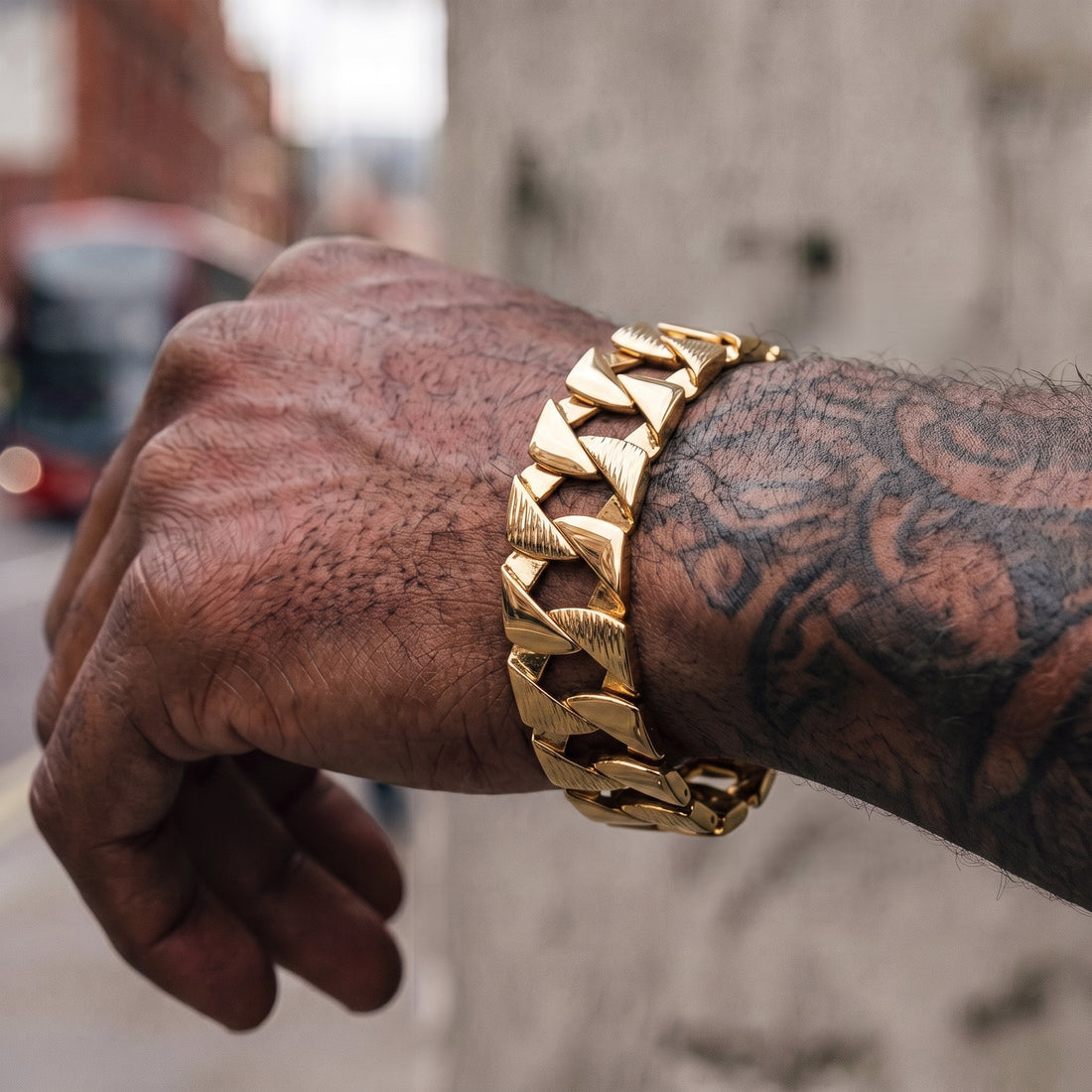 Gold Curb Bracelet 14mm