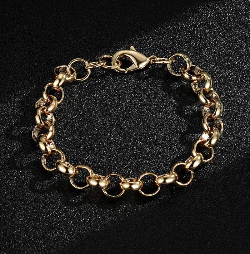 10mm Gold Classic Belcher Bracelet - 8 Inch