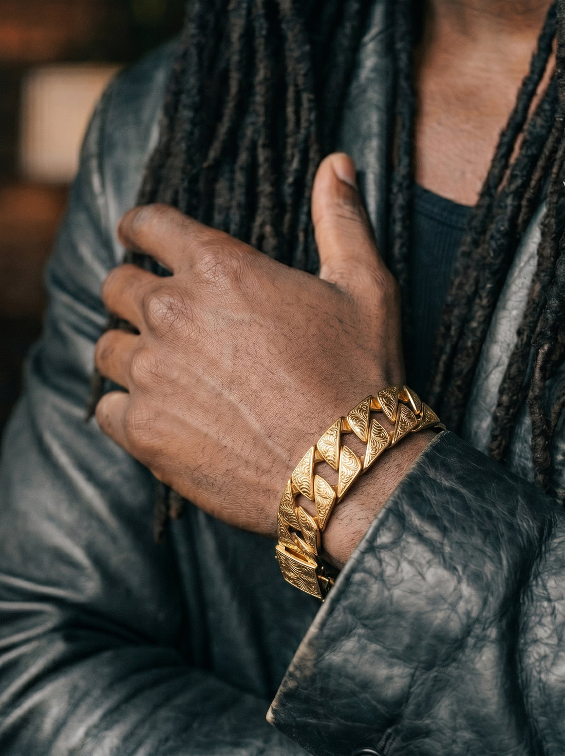 Gold Ornate Chaps Bracelet 26mm
