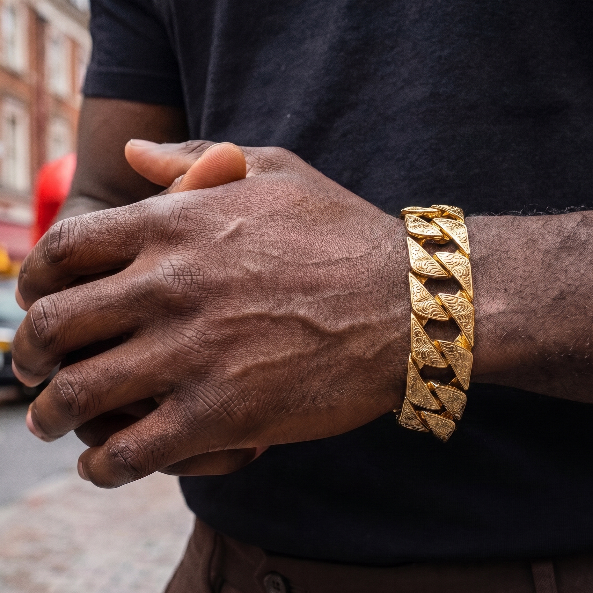 Gold Ornate Chaps Bracelet 26mm