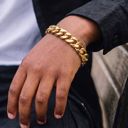 Gold Curb Bracelet 9mm