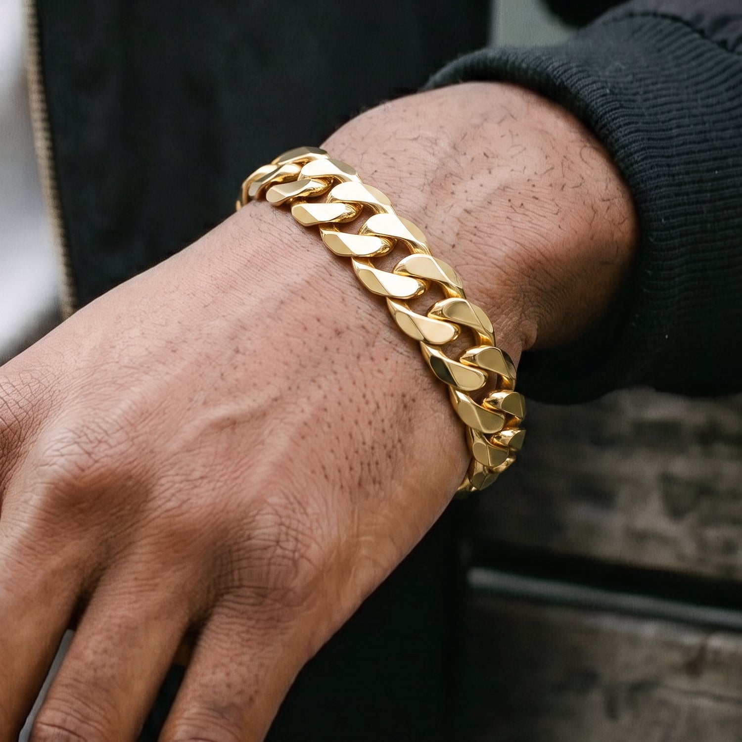 Gold Curb Bracelet 12mm