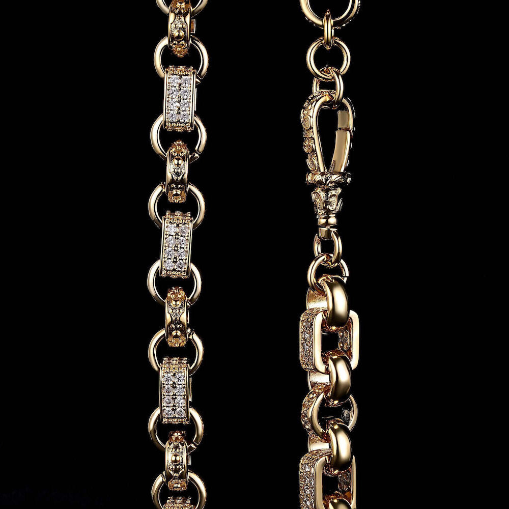 10mm Gold Gypsy Belcher Chain Albert Clasp 22 Inch