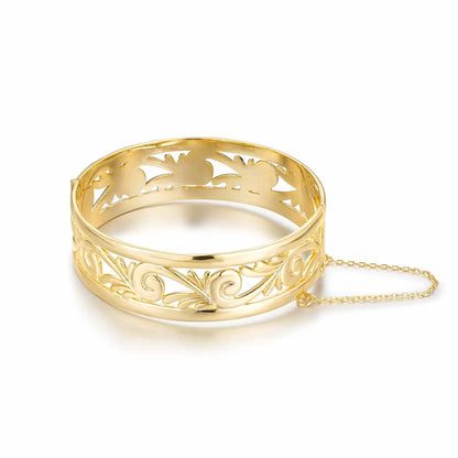 Gold-filled big gold bangle bracelet, 20mm wide, 46.5 grams, adjustable.