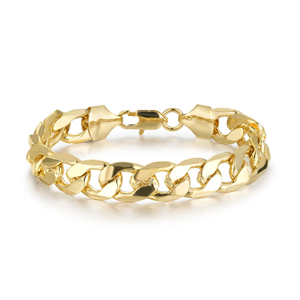 8-inch gold Cuban curb bracelet, 12mm width, 36 grams, classic design.