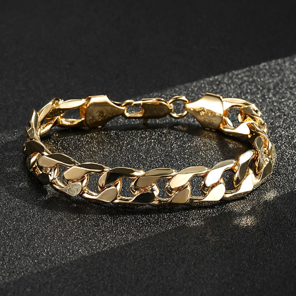 Detailed View of Gold Filled Cuban Link Chain and Bracelet