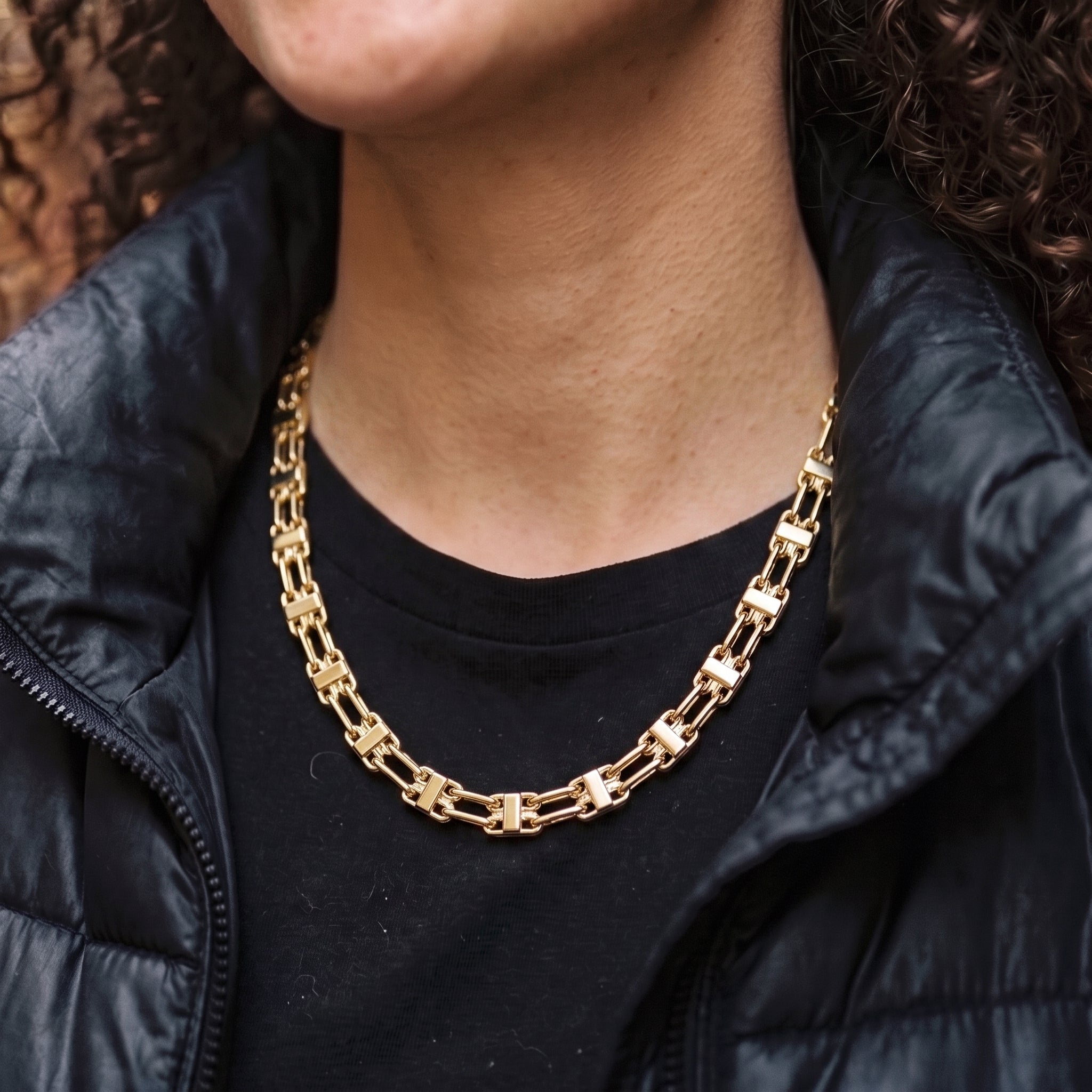 10mm Gold Cage Chain Necklace 36 Inches For Unisex New