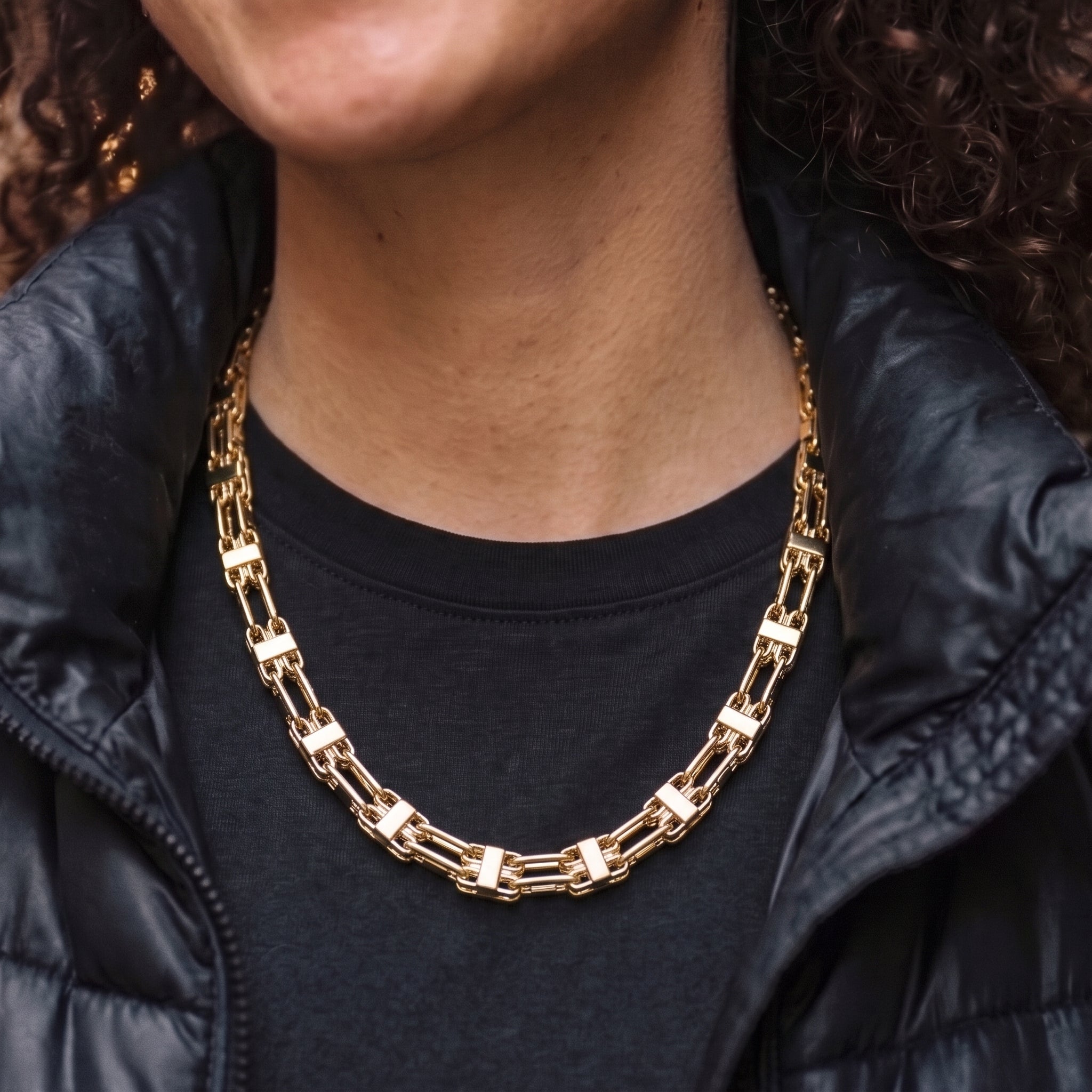 10mm Gold Cage Chain Necklace 36 Inches For Unisex New