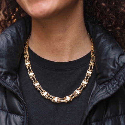 10mm Gold Cage Chain Necklace 36 Inches For Unisex New