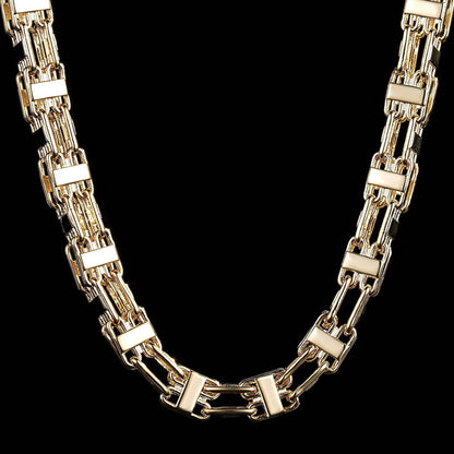 10mm Gold Cage Chain, 36 Inches Long, Free Luxury Leather Box