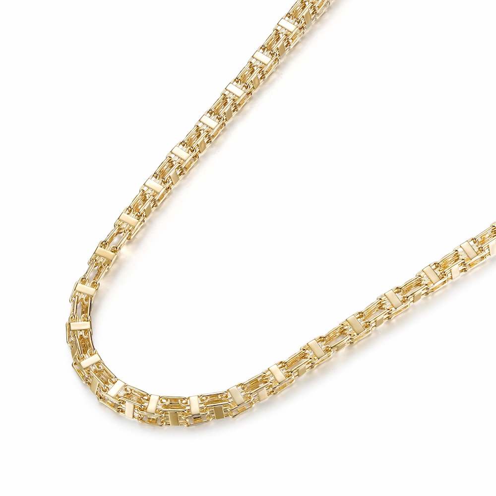 Detailed View of 10mm Gold Cage Chain, 36 Inch Length