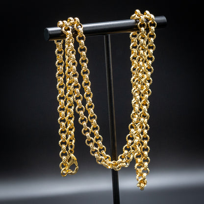 4mm Gold Diamond Cut Pattern Belcher Chain – 24 Inch