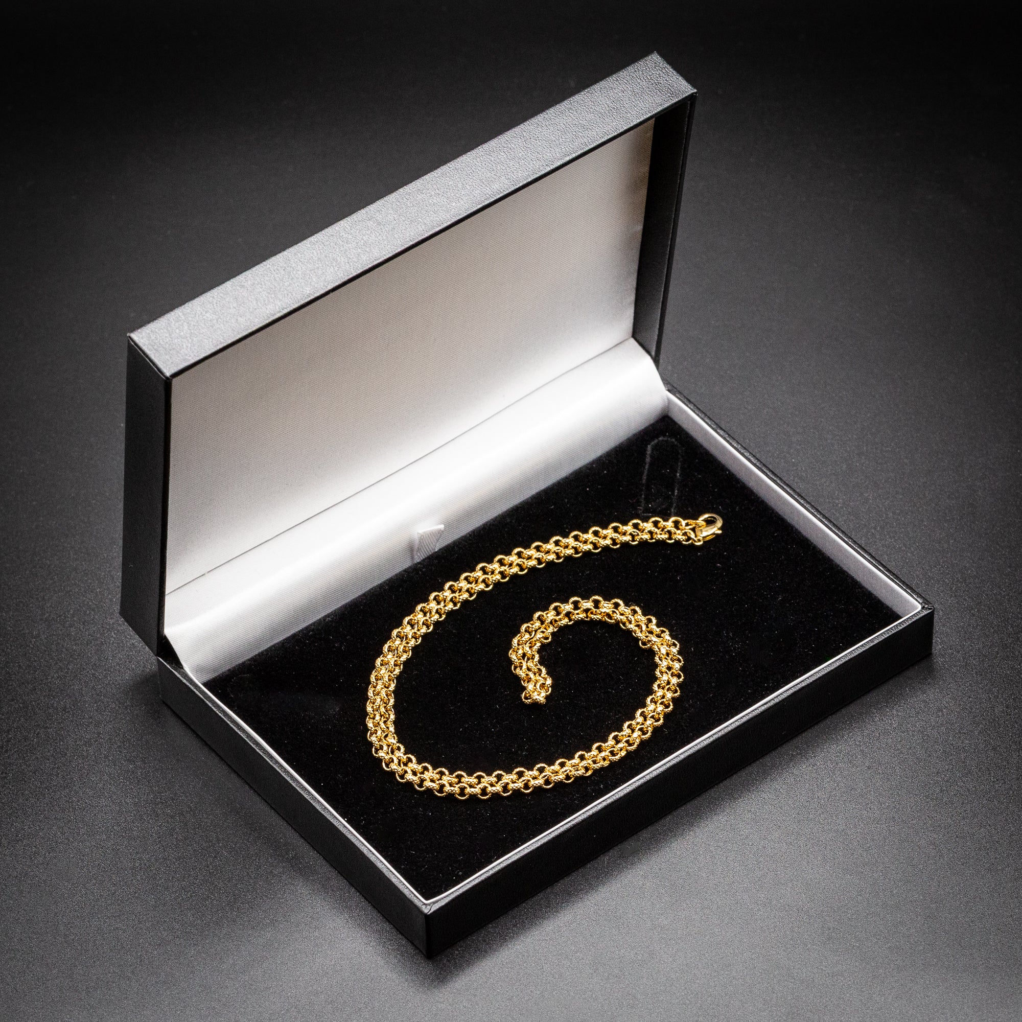 4mm Gold Diamond Cut Pattern Belcher Chain – 24 Inch