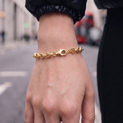 Gold Diamond-Cut Patterned Belcher Bracelet 4mm
