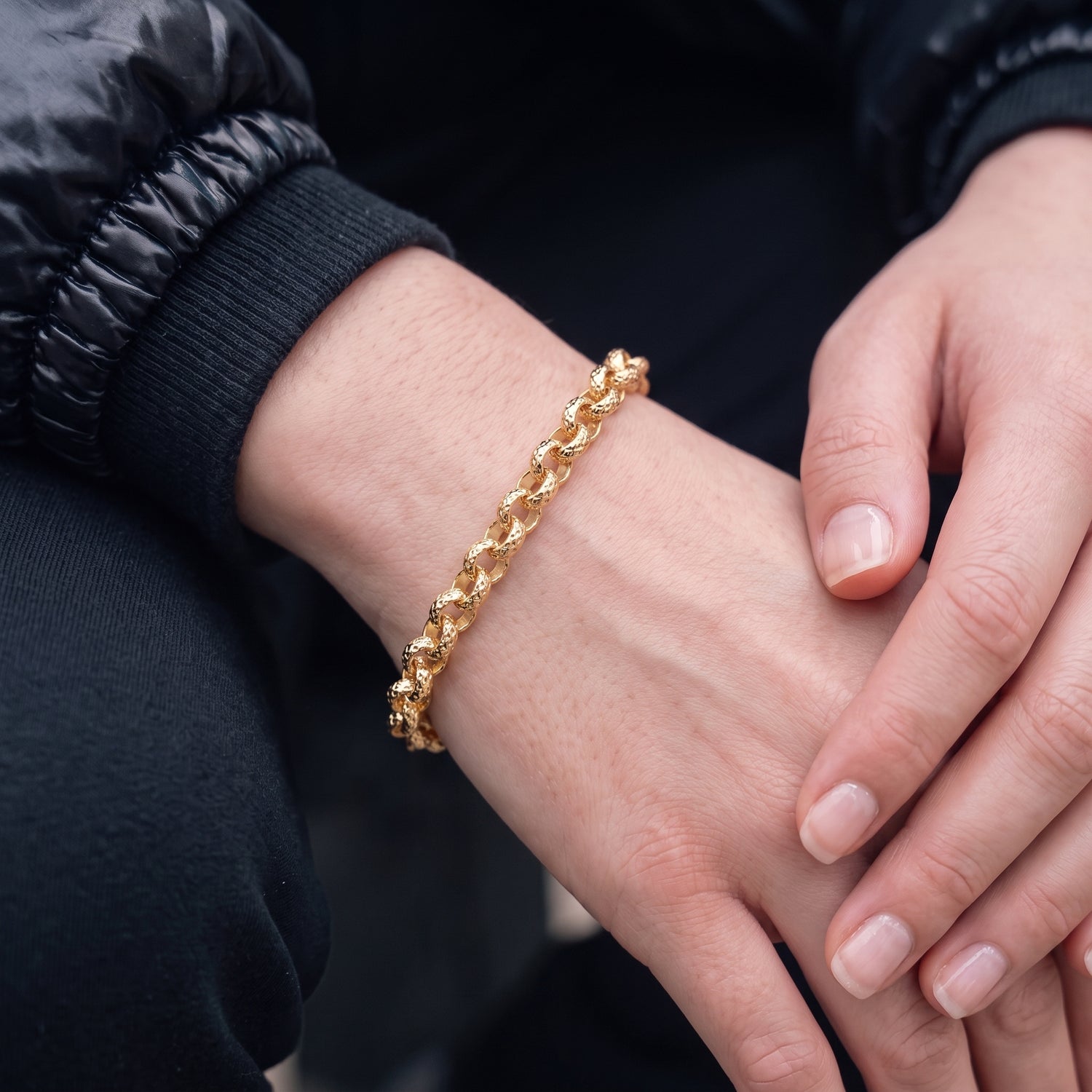 Gold Diamond-Cut Patterned Belcher Bracelet 4mm
