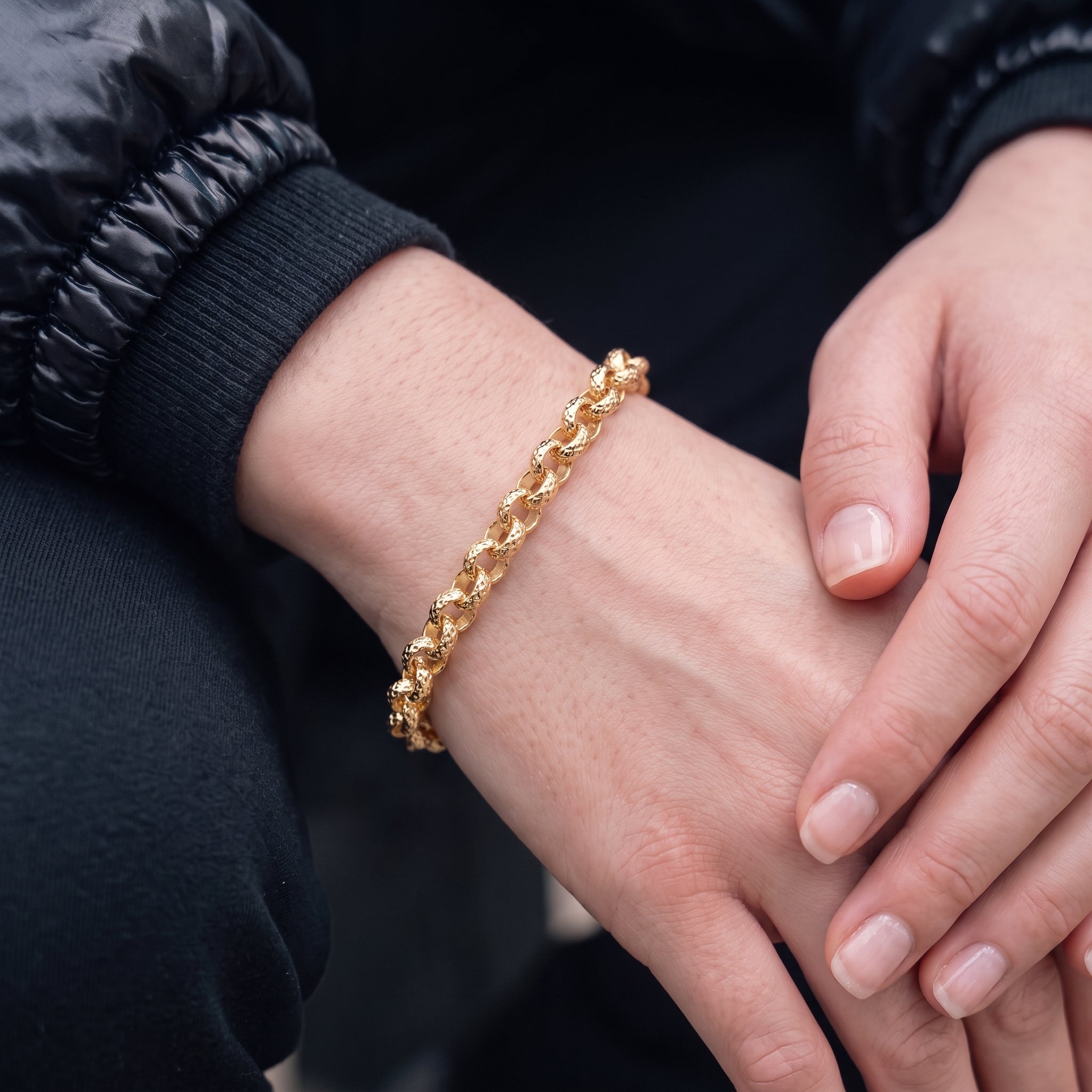 Gold Diamond-Cut Patterned Belcher Bracelet 4mm