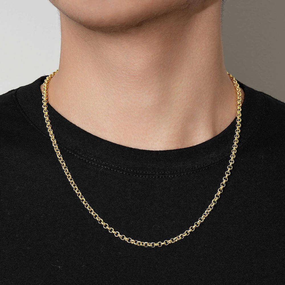 Small Gold Belcher Chain with Diamond-Cut Pattern