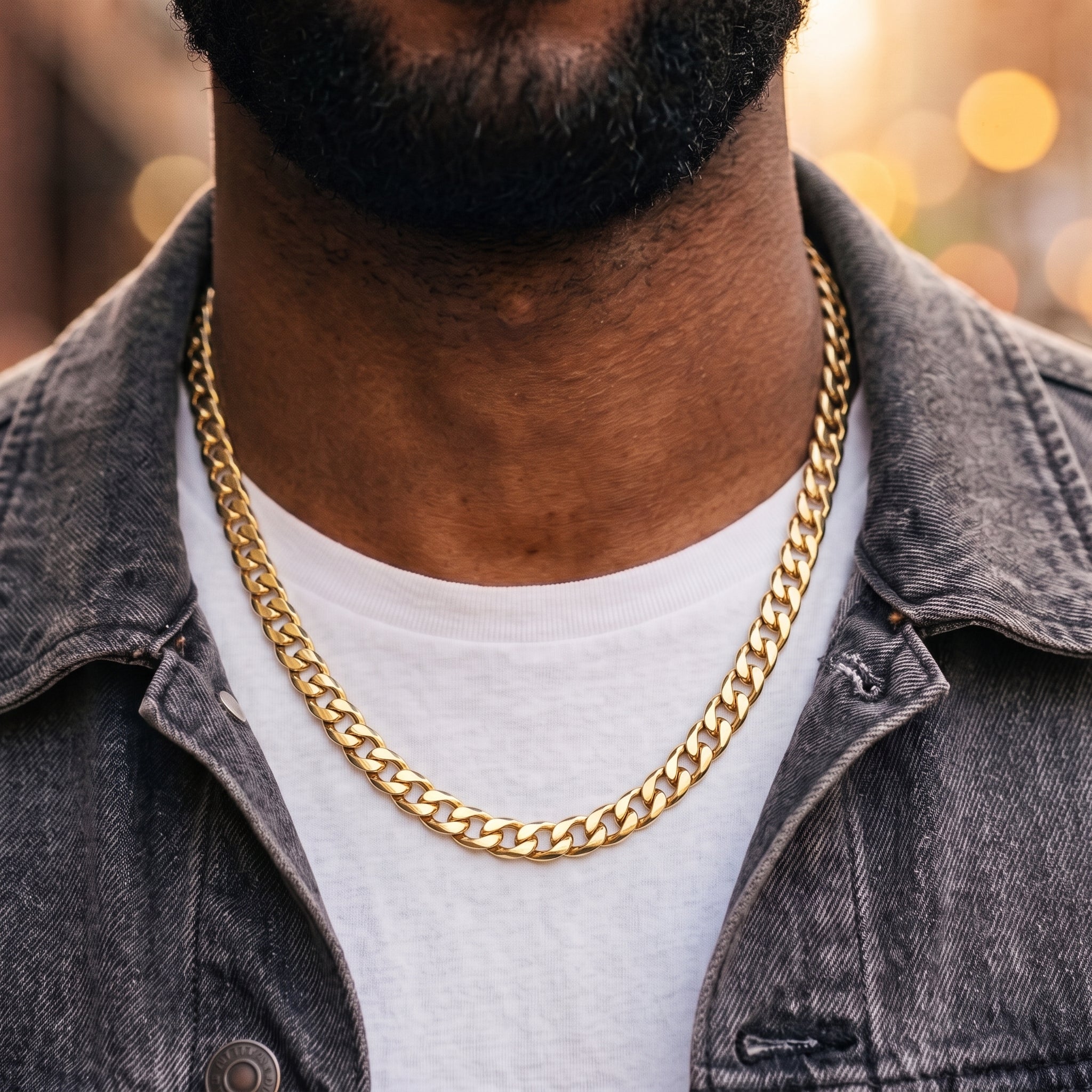 Gold Curb Chain Necklace 6mm