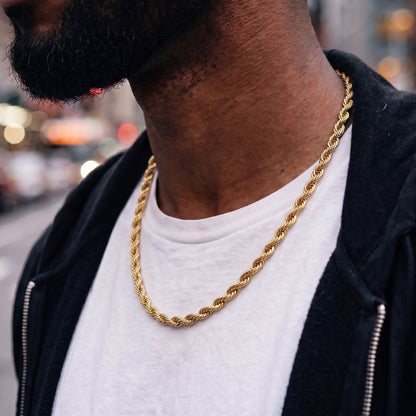 Gold Rope Chain Necklace 12mm 30inches
