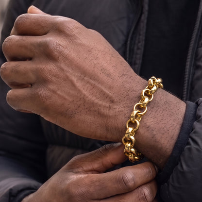 8mm Gold Belcher Bracelet Classic 8 Inches, Smooth Pattern