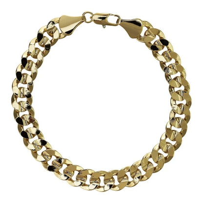 Gold Cuban Curb Chain &amp; Bracelet Set 9mm