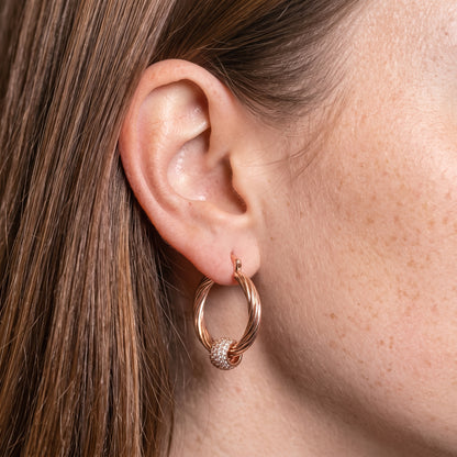 Rose Gold Disco Ball Hoop Earrings