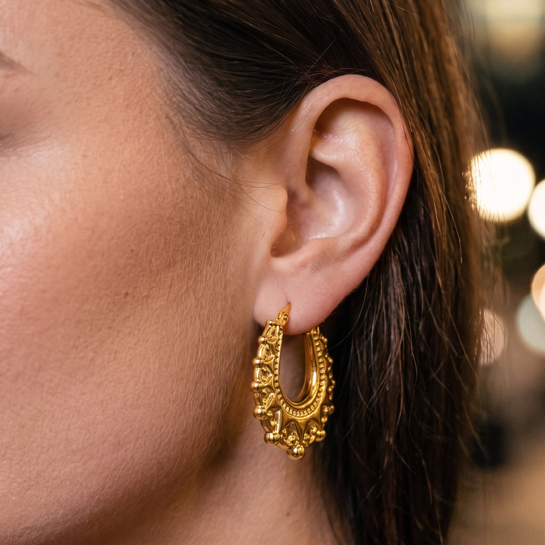 Gold Gypsy Creole Hoop Earrings 25mm