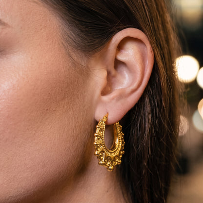 Gold Gypsy Creole Hoop Earrings 25mm