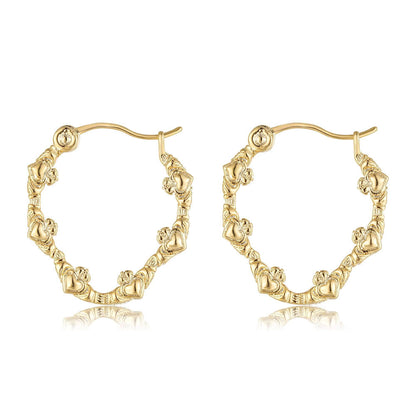 30mm Gold Claddagh Heart Hoop Earrings