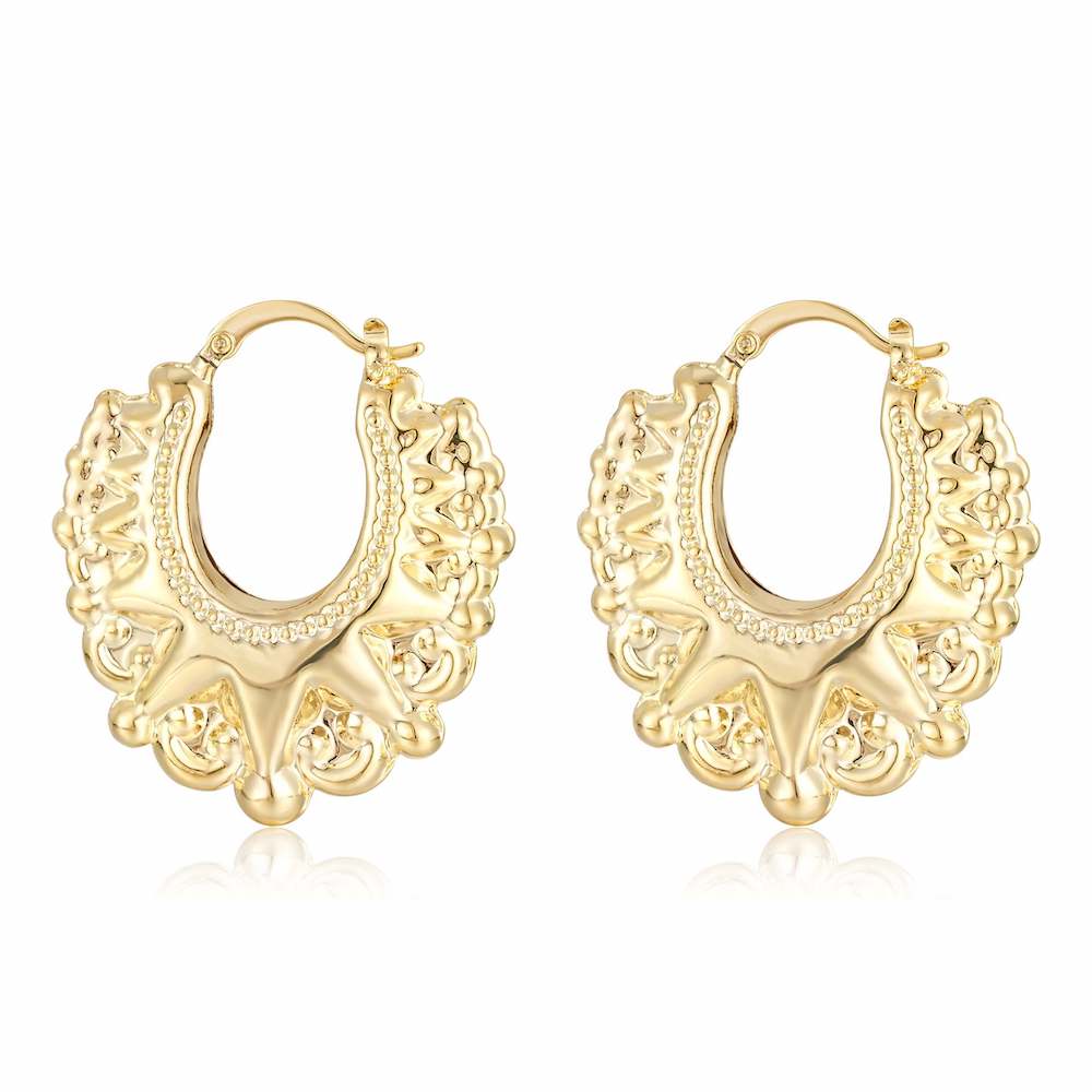 25mm Gold Round Gypsy Creole Earrings