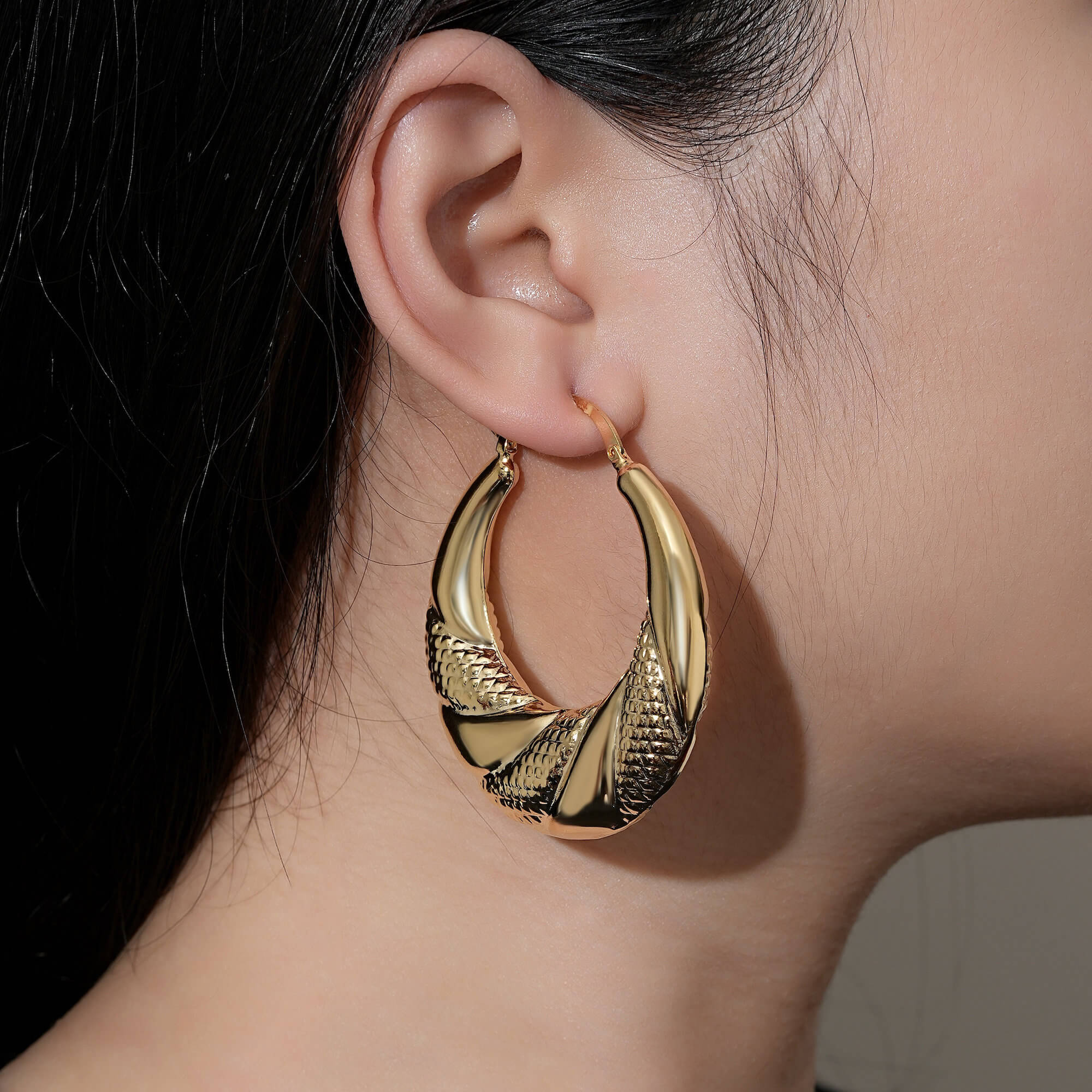 50mm Gold Round Gypsy Hoop Lightweight Earrings