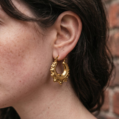 Gold Round Gypsy Creole Earrings