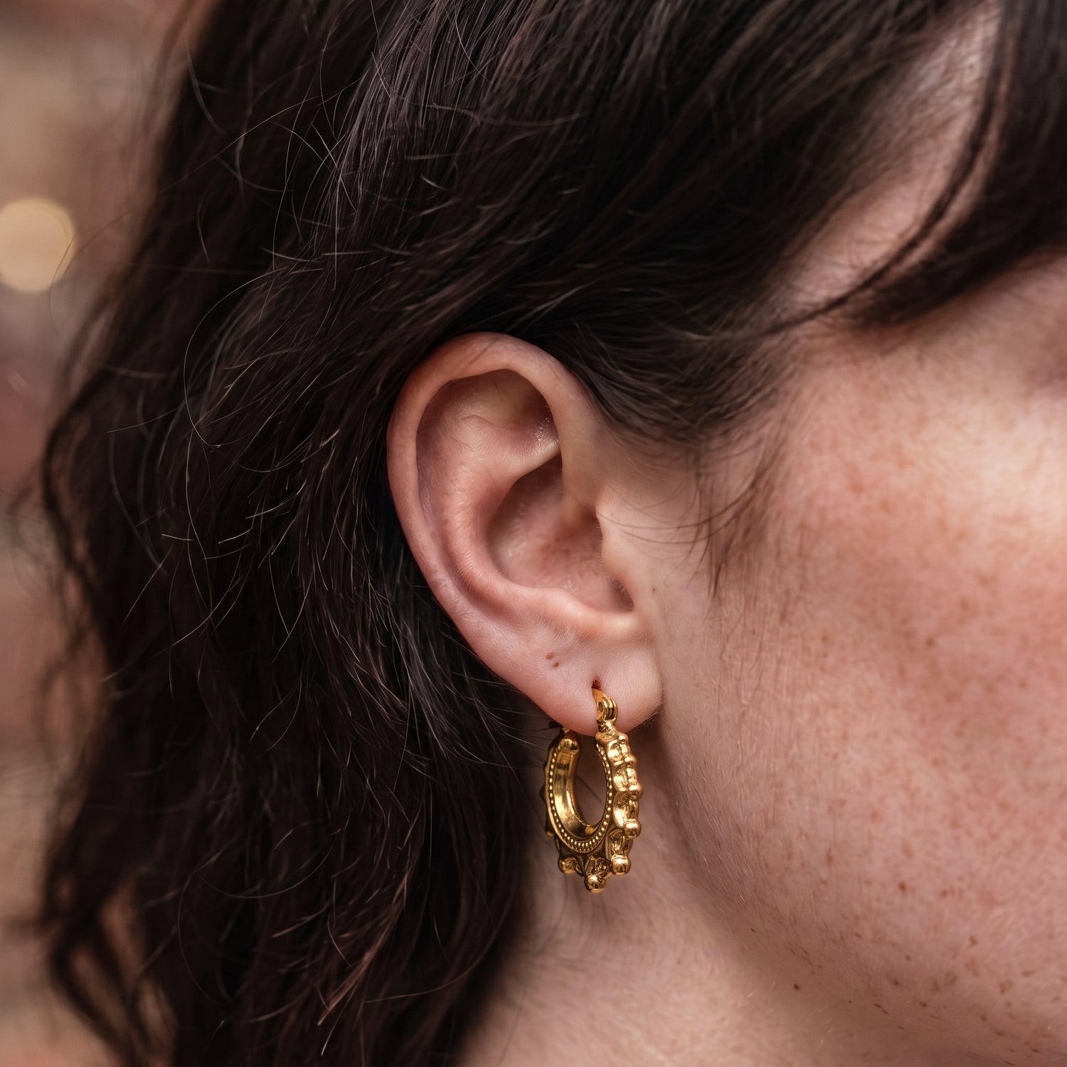 Gold Round Gypsy Creole Earrings