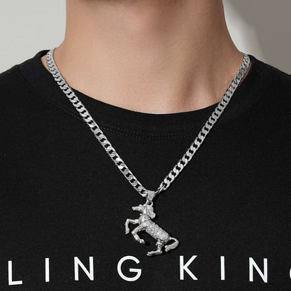 Silver Horse Pendant Necklace 24inches