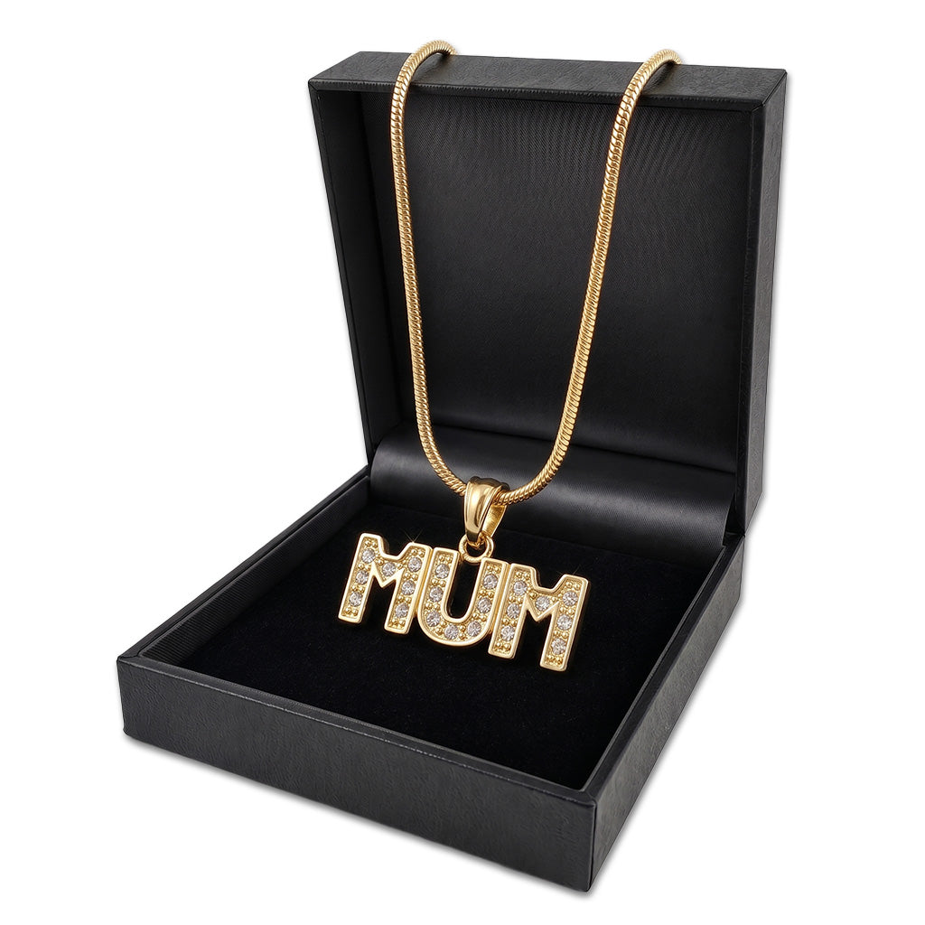 Gold Diamond MUM Pendant Necklace 22inches